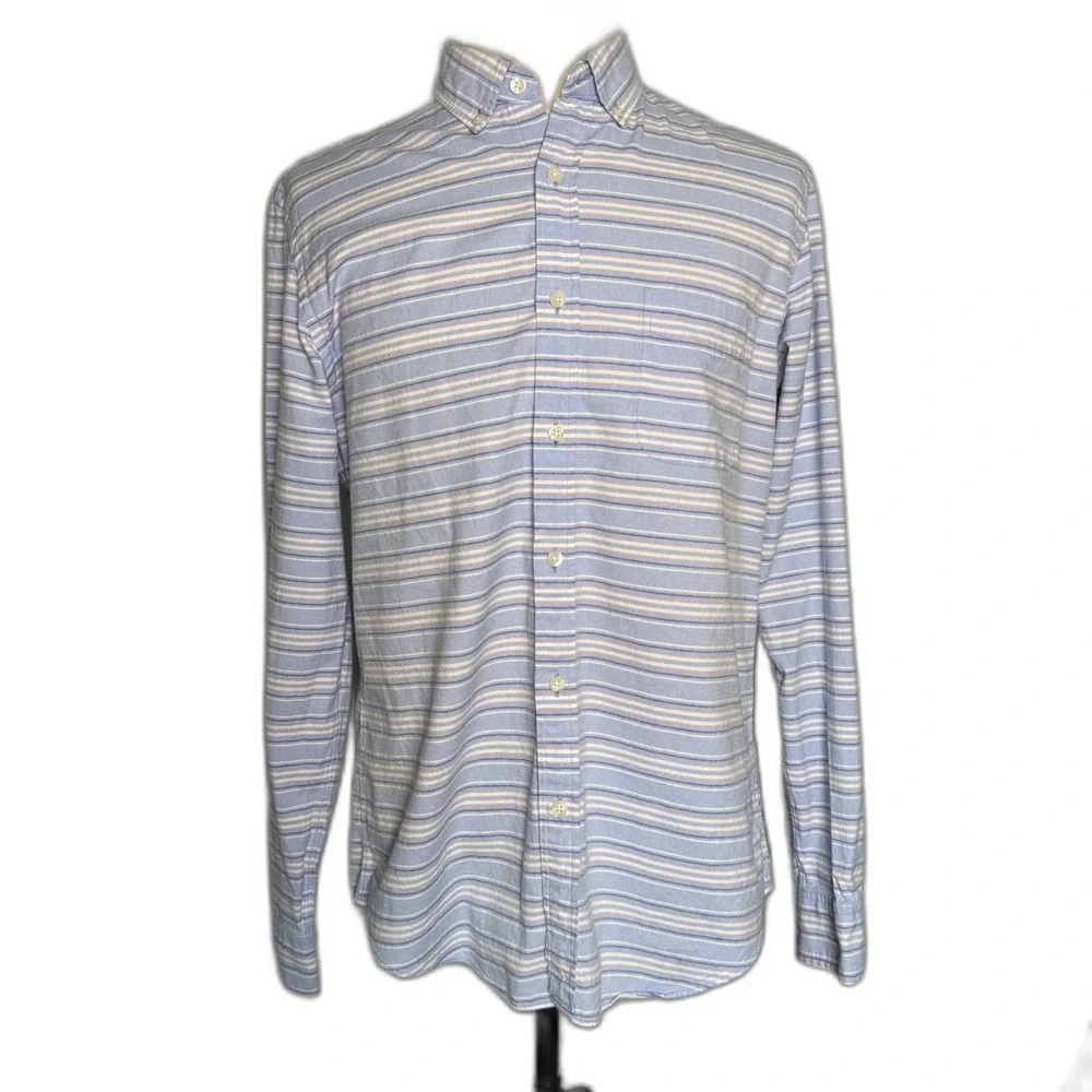 J. Crew Slim Button Down Long Sleeve Shirt, Size L, Blue Pink 100% Cotton 2/$25